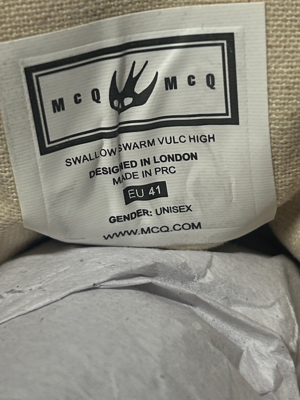 MCQ Swallow Logo Unisex Shoe Label - Black & White & Red - Picture 3 of 6